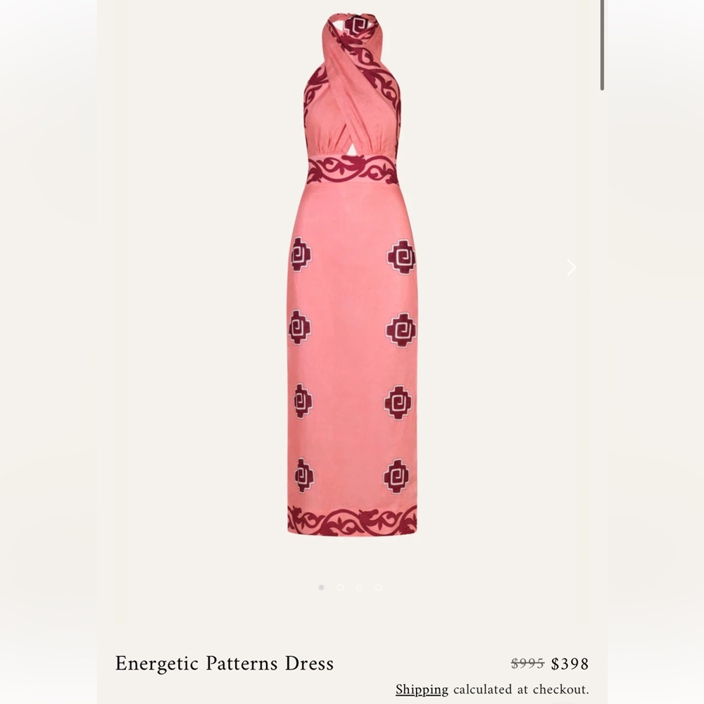 Johanna Ortiz Pink Maxi Dress with Burgundy Pattern